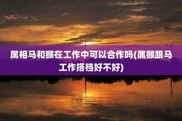 属相马和猴在工作中可以合作吗(属猴跟马工作搭档好不好)