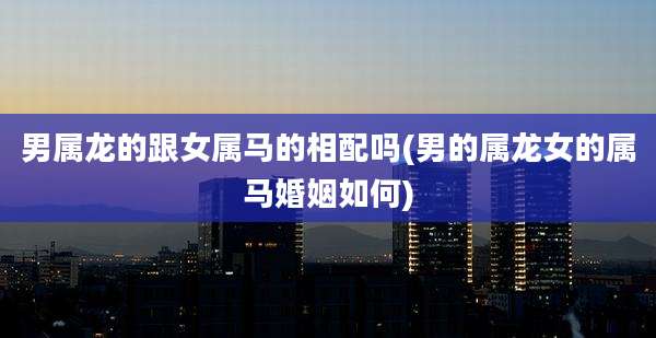 男属龙的跟女属马的相配吗(男的属龙女的属马婚姻如何)
