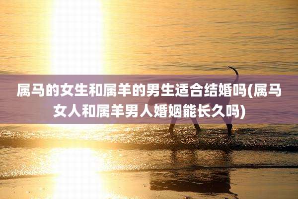 属马的女生和属羊的男生适合结婚吗(属马女人和属羊男人婚姻能长久吗)