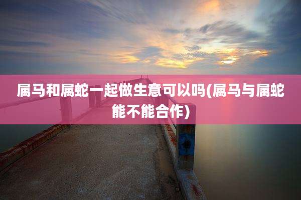 属马和属蛇一起做生意可以吗(属马与属蛇能不能合作)