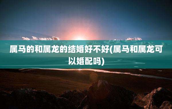 属马的和属龙的结婚好不好(属马和属龙可以婚配吗)