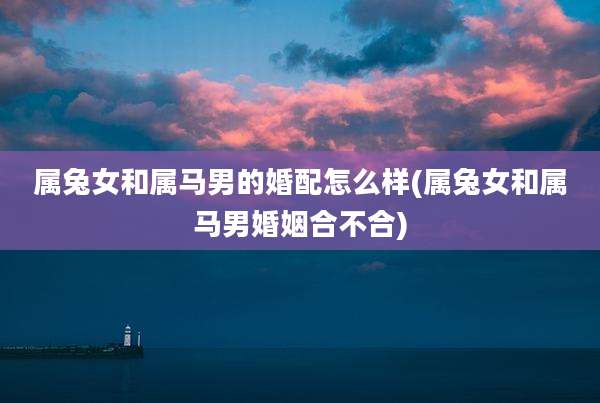 属兔女和属马男的婚配怎么样(属兔女和属马男婚姻合不合)