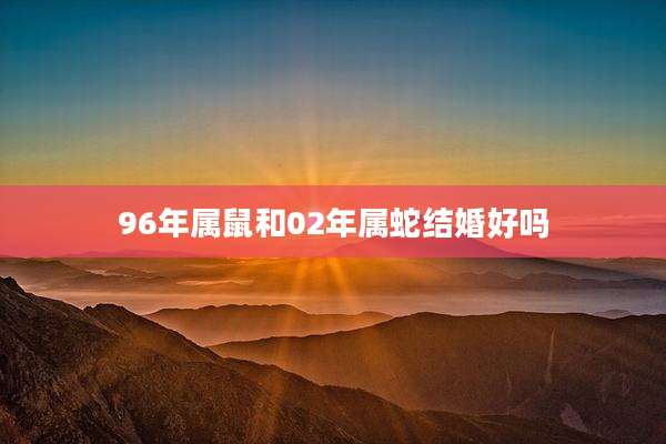 96年属鼠和02年属蛇结婚好吗