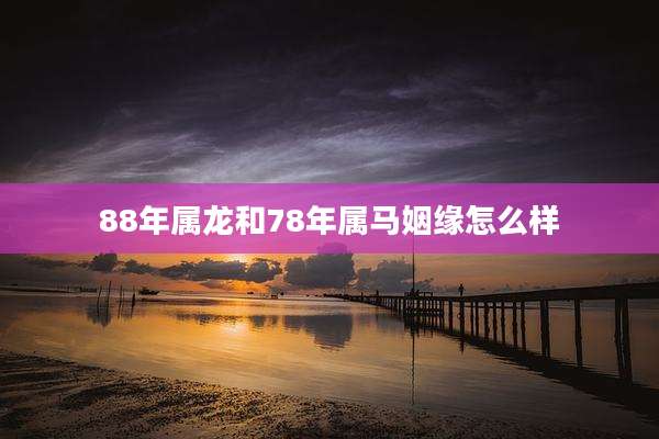 88年属龙和78年属马姻缘怎么样