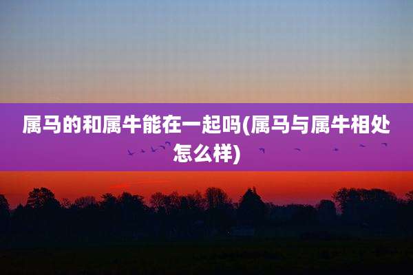 属马的和属牛能在一起吗(属马与属牛相处怎么样)