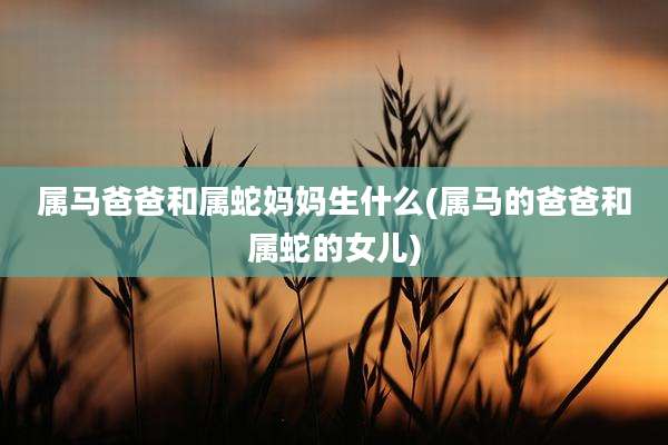 属马爸爸和属蛇妈妈生什么(属马的爸爸和属蛇的女儿)