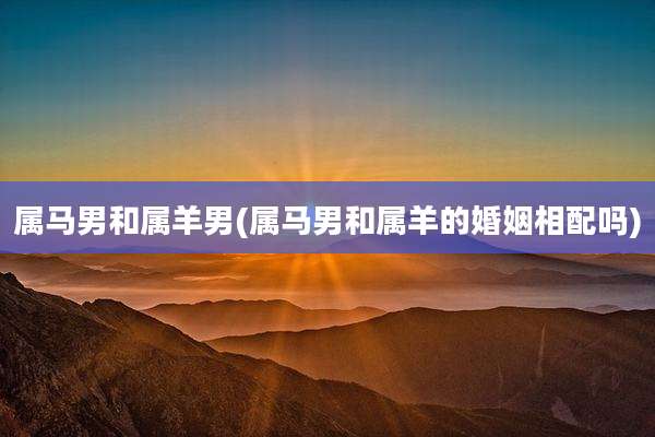 属马男和属羊男(属马男和属羊的婚姻相配吗)