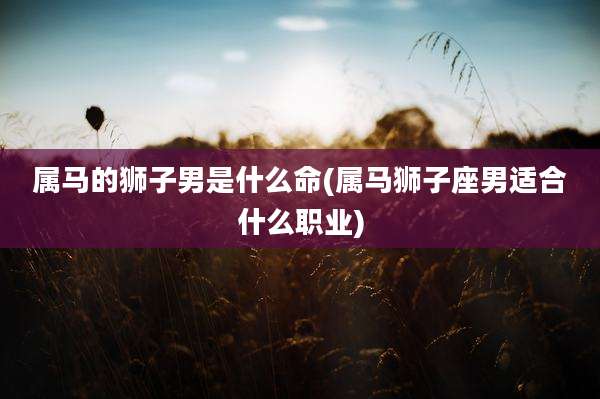 属马的狮子男是什么命(属马狮子座男适合什么职业)