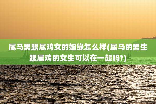 属马男跟属鸡女的姻缘怎么样(属马的男生跟属鸡的女生可以在一起吗?)