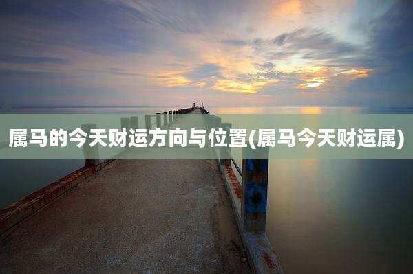 属马的今天财运方向与位置(属马今天财运属)