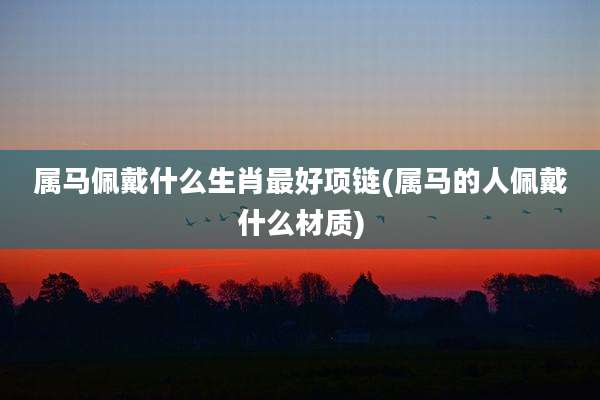 属马佩戴什么生肖最好项链(属马的人佩戴什么材质)