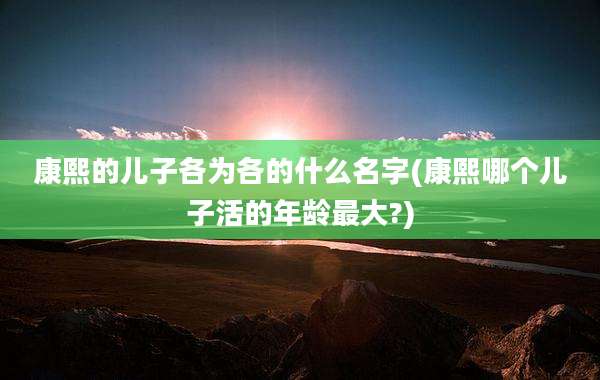 康熙的儿子各为各的什么名字(康熙哪个儿子活的年龄最大?)