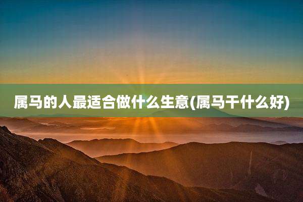 属马的人最适合做什么生意(属马干什么好)