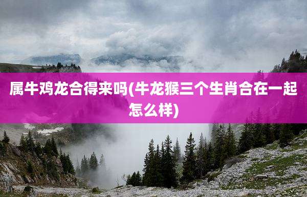 属牛鸡龙合得来吗(牛龙猴三个生肖合在一起怎么样)