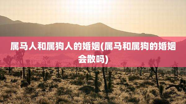 属马人和属狗人的婚姻(属马和属狗的婚姻会散吗)