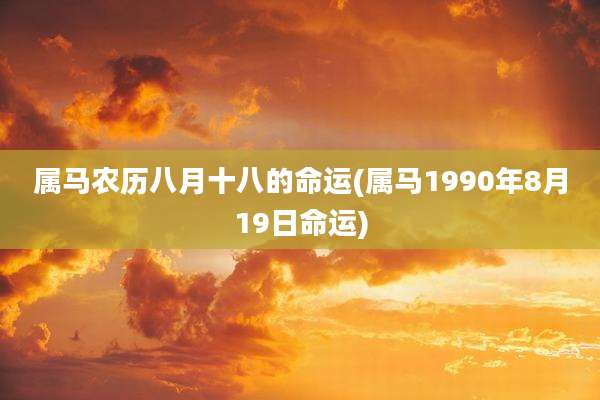 属马农历八月十八的命运(属马1990年8月19日命运)