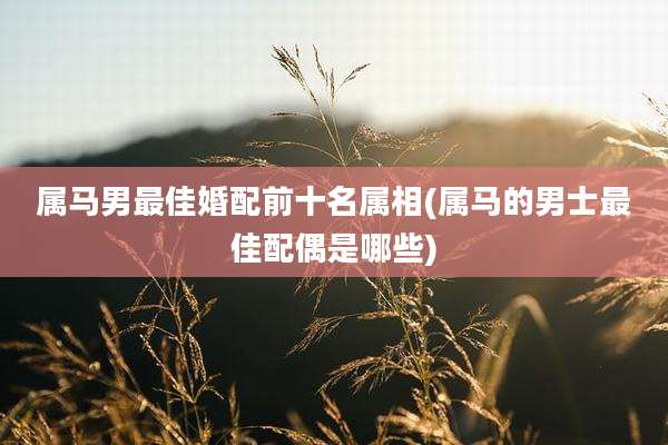 属马男最佳婚配前十名属相(属马的男士最佳配偶是哪些)