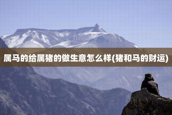 属马的给属猪的做生意怎么样(猪和马的财运)