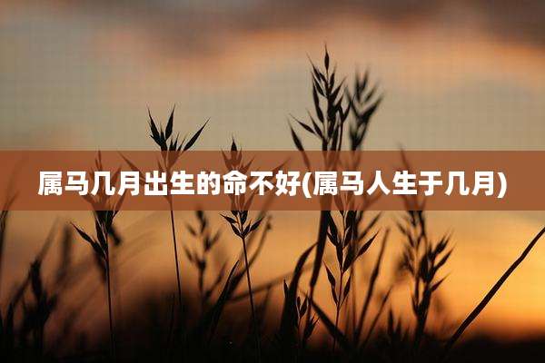 属马几月出生的命不好(属马人生于几月)