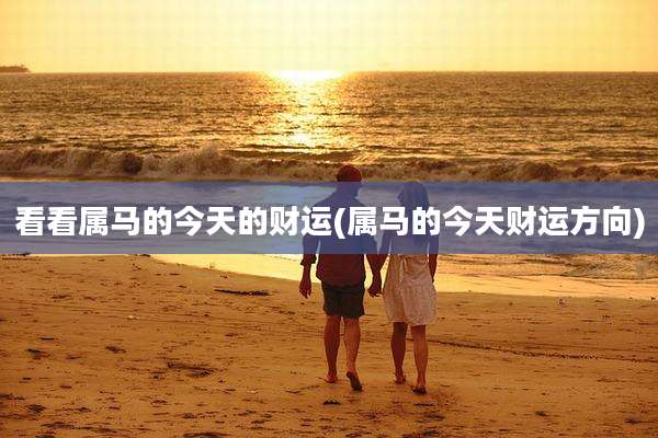 看看属马的今天的财运(属马的今天财运方向)
