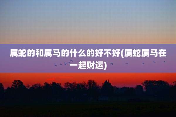 属蛇的和属马的什么的好不好(属蛇属马在一起财运)