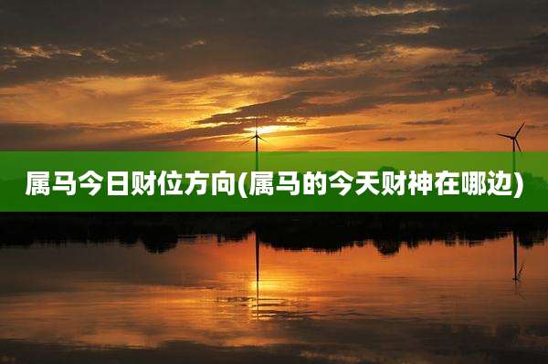 属马今日财位方向(属马的今天财神在哪边)