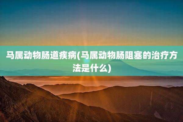 马属动物肠道疾病(马属动物肠阻塞的治疗方法是什么)