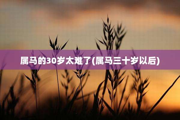 属马的30岁太难了(属马三十岁以后)