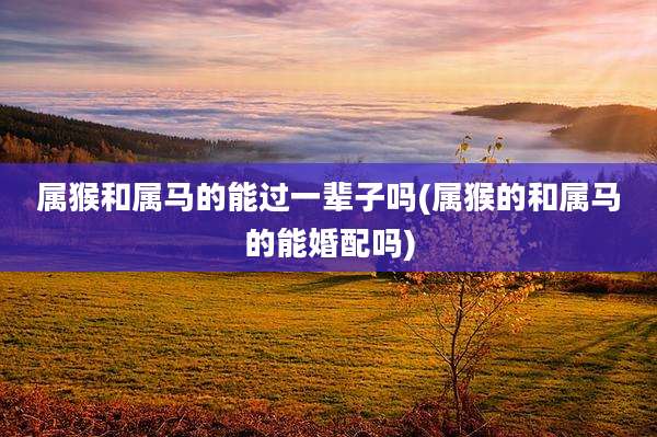 属猴和属马的能过一辈子吗(属猴的和属马的能婚配吗)