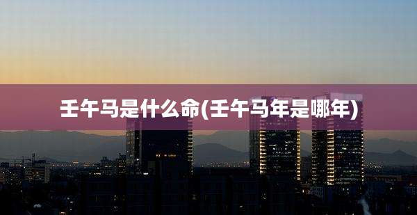 壬午马是什么命(壬午马年是哪年)