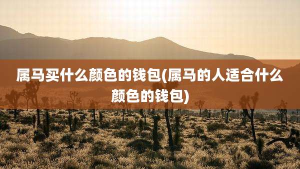 属马买什么颜色的钱包(属马的人适合什么颜色的钱包)