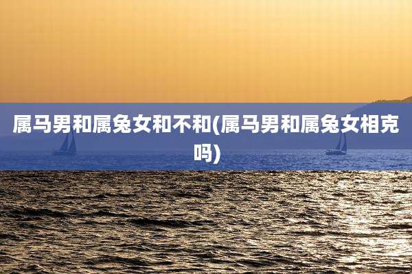 属马男和属兔女和不和(属马男和属兔女相克吗)