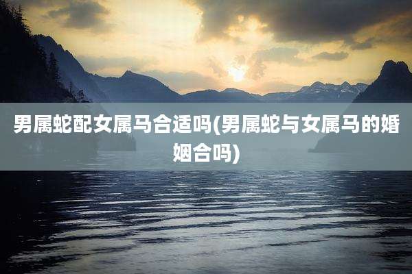 男属蛇配女属马合适吗(男属蛇与女属马的婚姻合吗)