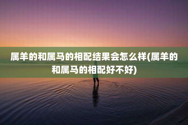属羊的和属马的相配结果会怎么样(属羊的和属马的相配好不好)