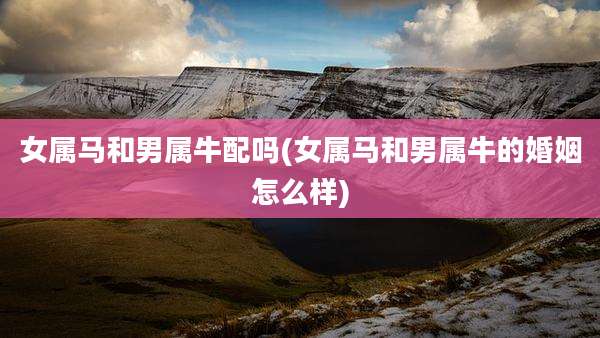 女属马和男属牛配吗(女属马和男属牛的婚姻怎么样)