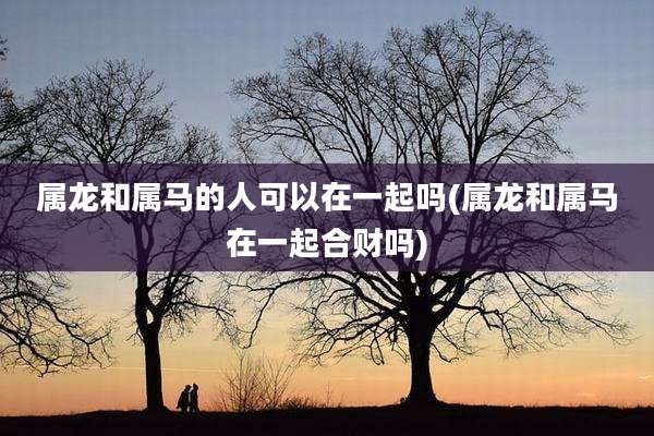 属龙和属马的人可以在一起吗(属龙和属马在一起合财吗)