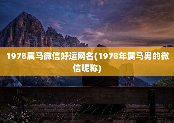 1978属马微信好运网名(1978年属马男的微信昵称)