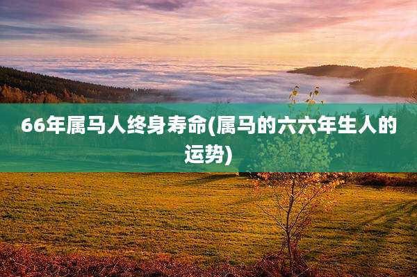 66年属马人终身寿命(属马的六六年生人的运势)