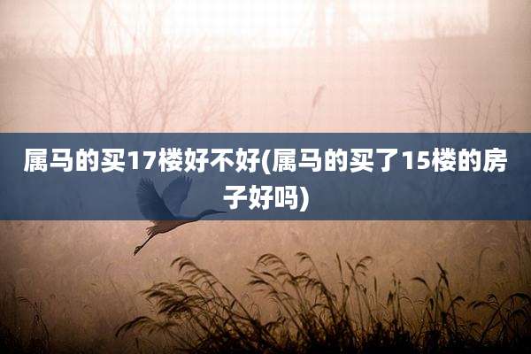 属马的买17楼好不好(属马的买了15楼的房子好吗)