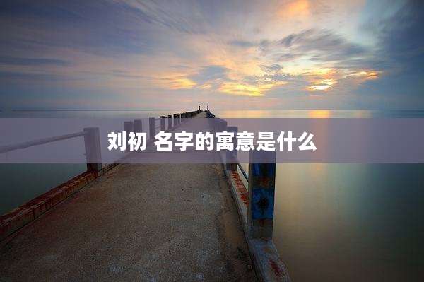 刘初 名字的寓意是什么