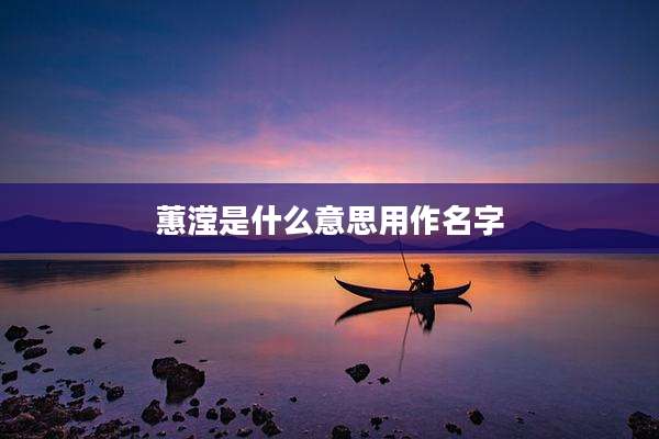 蕙滢是什么意思用作名字