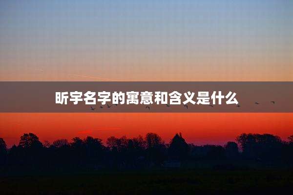 昕宇名字的寓意和含义是什么