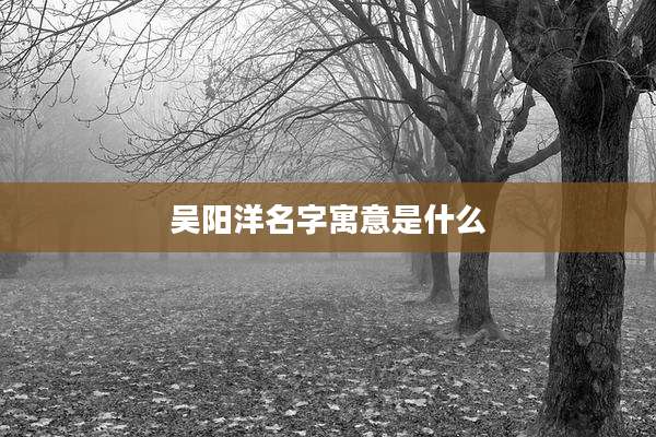 吴阳洋名字寓意是什么