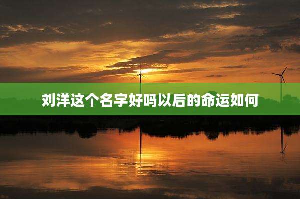 刘洋这个名字好吗以后的命运如何