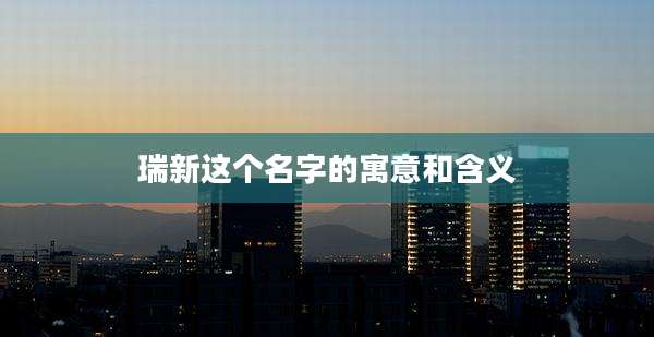 瑞新这个名字的寓意和含义