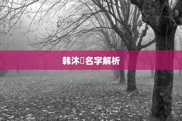 韩沐莀名字解析