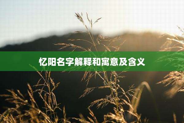忆阳名字解释和寓意及含义