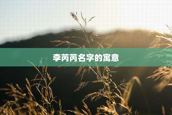李芮芮名字的寓意