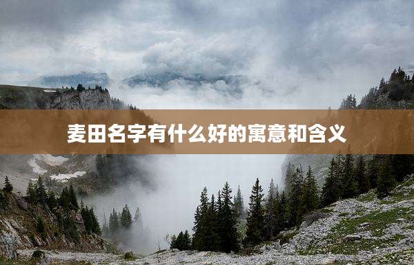 麦田名字有什么好的寓意和含义