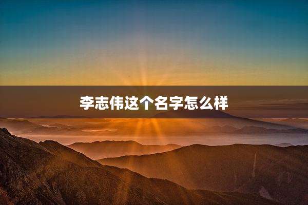 李志伟这个名字怎么样